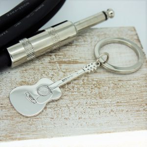 Personalised Silver Acoustic Guitar Key Ring