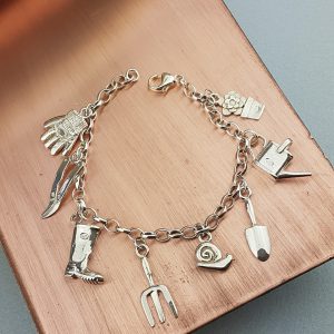 Silver Gardening Enthusiast Charm Bracelet