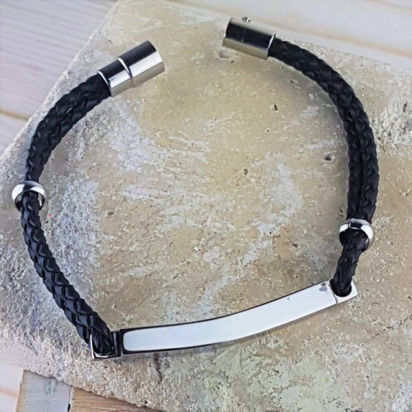 Personalised Daniel Black Leather Bracelet