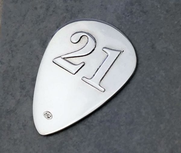 Personalised & Engraved Silver 21st Birthday Plectrum
