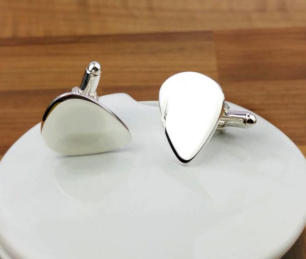Sterling Silver Plectrum Cufflinks with Free Engraving