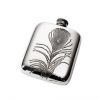 Personalised Peacock Feather 4 oz Pewter Pocket Hip Flask