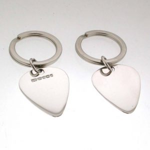Personalised Silver Plectrum Keyring with Free Engraving