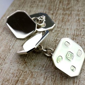 Personalised Silver Feature Hallmark Cufflinks with Free Engraving