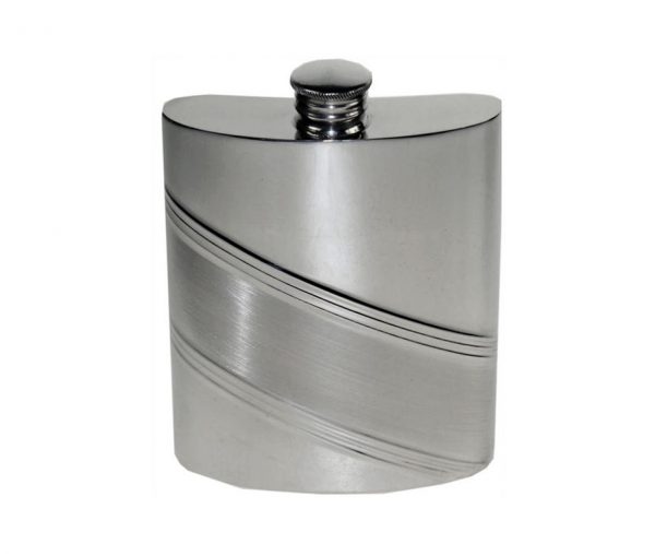 Personalised Diagonal Stripe Hip Flask with Free Engraving