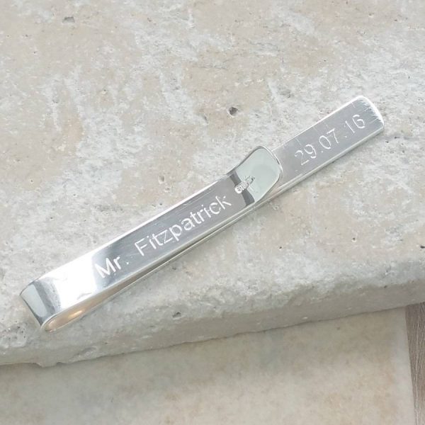 Personalised Sterling Silver Tie Slide With Decoration
