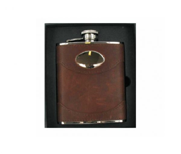6oz Premium Spanish Leather Engraved Hip Flask with Free Engraving