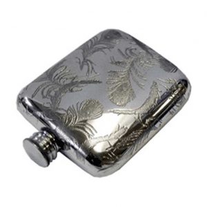 Pewter V&A Peacock Pocket Engraved Hip Flask with Free Engraving
