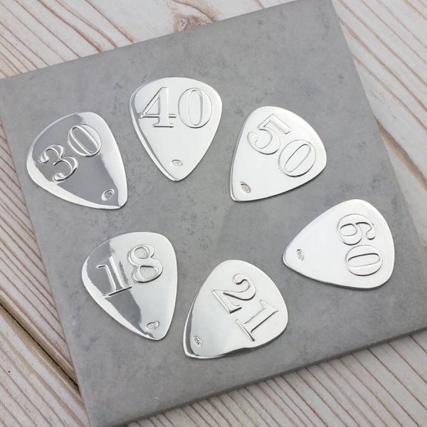 Personalised & Engraved Silver 18th Birthday Plectrum