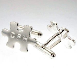 Personalised Sterling Silver Jigsaw Cufflinks with Presentation Box