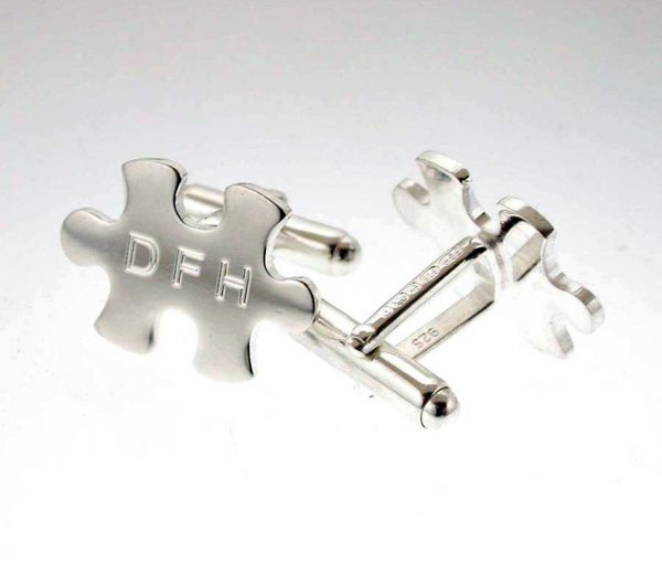 Personalised Sterling Silver Jigsaw Cufflinks with Presentation Box