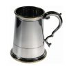 Personalised Polished Pewter Tankard with Brass Detailing
