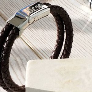 Chestnut Leather Personalised Mens Bracelet