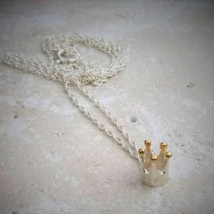 Silver And Gold Princess Crown Necklace