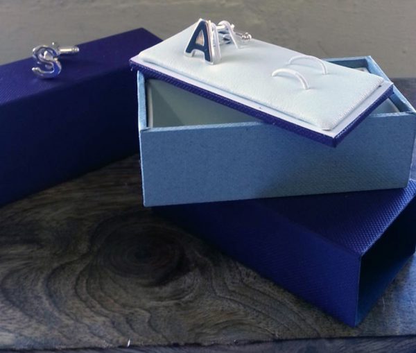 Silver And Enamelled Pink And Purple Cufflinks with Luxury Presentation Box