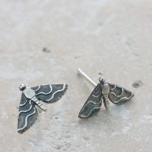 Anna's Majestic Moth Silver Stud Earrings
