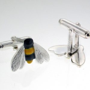 Silver Bumble Bee Cufflinks with Luxury Presentation Box