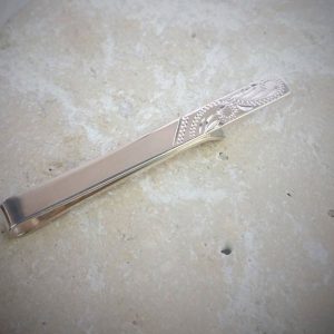 Personalised Half Engraved Solid Silver Tie Slide