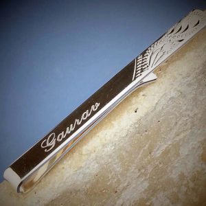 Personalised Half Engraved Solid Silver Tie Slide