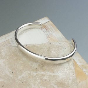 Men's Personalised Curved Solid Silver Open Cuff Bracelet