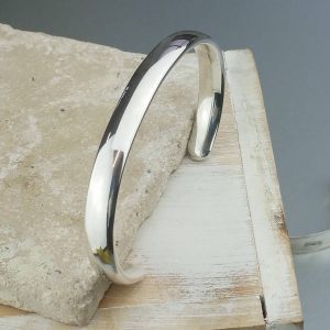 Men's Personalised Curved Solid Silver Open Cuff Bracelet