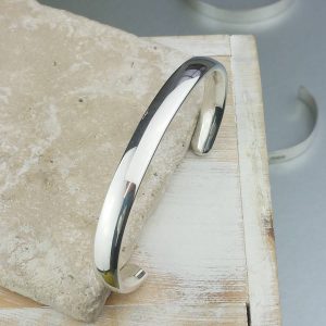 Men's Personalised Curved Solid Silver Open Cuff Bracelet