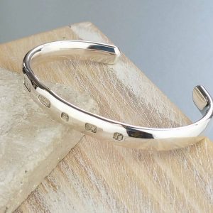 Men's Personalised Curved Solid Silver Open Cuff Bracelet
