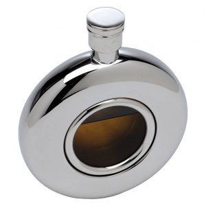 Personalised and Engraved Round Window Hip Flask with Presentation Box & FREE ENGRAVING