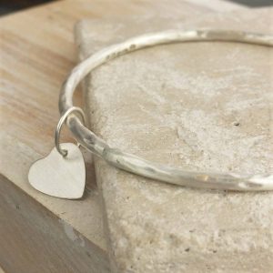 Personalised Pierced Heart Ladies Silver Bangle
