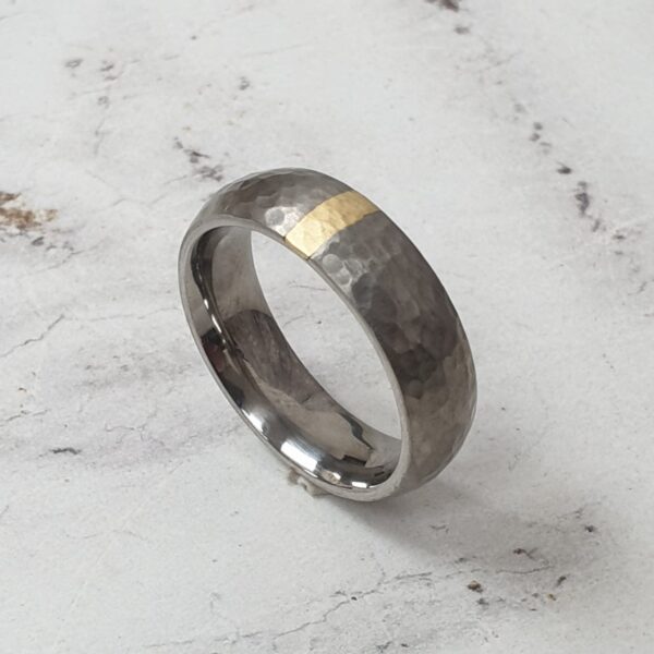 Personalised Titanium Ring With 18ct Gold Inlay